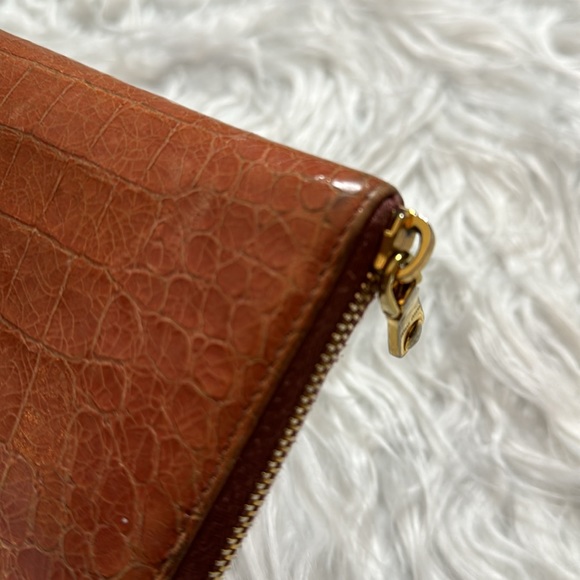 Miu Miu Zip Around Wallet Croc Embossed Leather Vintage With Box - Picture 12 of 16